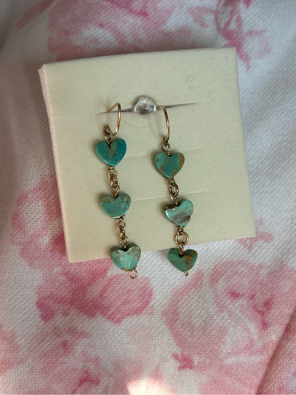 Turquoise Heart Drop Earrings